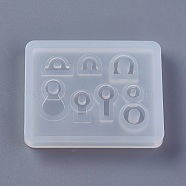 Silicone Pendant Molds, Resin Casting Molds, For UV Resin, Epoxy Resin Jewelry Making, Mixed Shapes, White, 49.5x39.5x6mm, Hole: 2.2~6.3mm(X-DIY-F023-21-06)