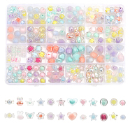 24 Style Transparent Acrylic Beads, Bead in Bead, AB Color, Mixed Shapes, Mixed Color, 9~14x11~17x6~12mm, Hole: 2~2.5mm, 193pcs/box(TACR-CA0001-23)