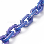 Handmade Opaque Acrylic Cable Chains, for Handbag Chain Making, Blue, Links: 31x19x5mm, 39.37 inch(1m)/strand(AJEW-JB00853-02)