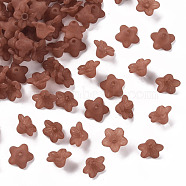 Transparent Acrylic Beads, Flower, Frosted, Saddle Brown, 10x5mm, Hole: 1mm, about 420pcs/50g(X-PL554-15)