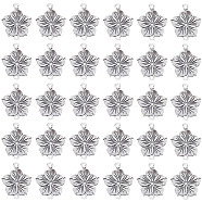 60Pcs Tibetan Style Zinc Alloy Connector Charms, Flower Links, Antique Silver, 21x26x2mm, Hole: 1.8mm(FIND-SC0006-52)