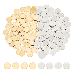 160Pcs 2 Colors 201 Stainless Steel Stamping Blank Tag Pendants, Flat Round, Mixed Color, 12x1mm, Hole: 1.4mm, 80pcs/color(STAS-DC0012-52)