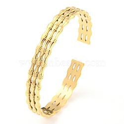 304 Stainless Steel Open Cuff Bangles, Golden, Inner Diameter: 2-1/8x1-7/8 inch(5.25x4.8cm)(BJEW-K230-01G-06)