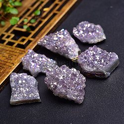 Electroplate Natural Drusy Amethyst Display Decorations, Raw Amethyst Cluster, Nuggets, 20mm(PW-WG62588-01)