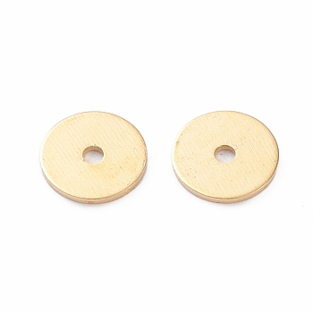 Brass Spacer Beads, Long-Lasting Plated, Disc, Real 18K Gold Plated, 6x0.5mm, Hole: 1mm