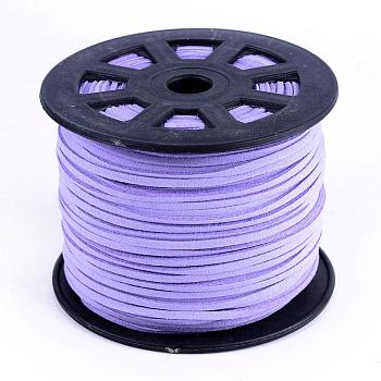 Faux Suede Cords, Faux Suede Lace, Lilac, 1/8 inch(3mm)x1.5mm, about 100yards/roll(91.44m/roll), 300 feet/roll