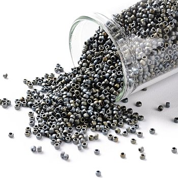 TOHO Round Seed Beads, Japanese Seed Beads, (613) Matte Color Iris Gray, 15/0, 1.5mm, Hole: 0.7mm, about 3000pcs/bottle, 10g/bottle