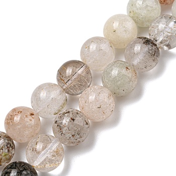 Natural Lodolite Quartz Beads Strands, Round, 10mm, Hole: 0.8mm, about 37pcs/strand, 15.55''(39.5cm)