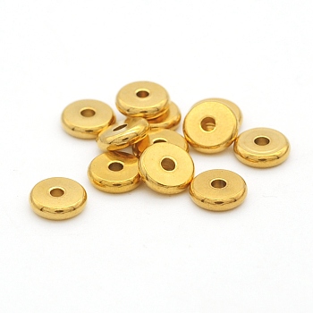 304 Stainless Steel Beads, Disc/Flat Round, Golden, 6x2mm, Hole: 2mm