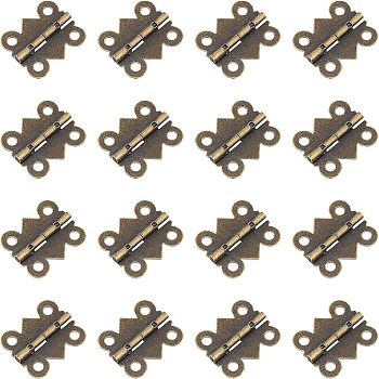 Wooden Box Accessories Iron Hinge, Antique Bronze, 25x20x2.5mm, Hole: 3mm, 60pairs/box