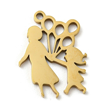 201 Stainless Steel Pendants, Laser Cut, Golden, Mother with Child, 17x12.5x1mm, Hole: 1.2mm, 5pcs/bag