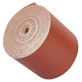 Glossy Style PU Leather Ribbon, Flat, Saddle Brown, 2 inch(50mm), about 2.19 Yards(2m)/Roll