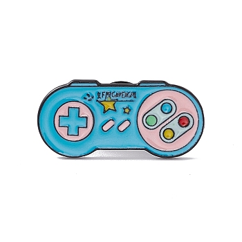Game Console Theme Enamel Pin, Electrophoresis Black Plated Alloy Creative Brooch for Backpack Clothes, Dark Turquoise, 13.5x29x1mm