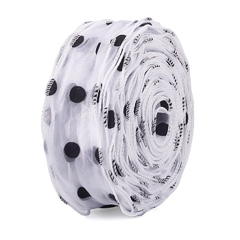 20M Polyester Ribbons, Polka Dot, for Garment Accessories, White, 2-3/8 inch(60mm)
