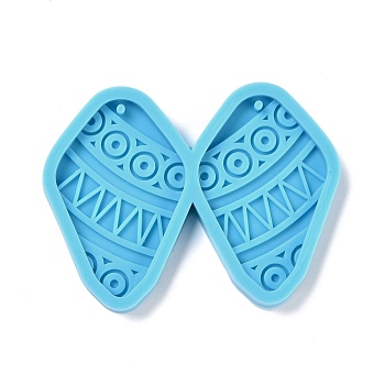 DIY Pendant Silicone Molds, for Earring Making, Resin Casting Molds, For UV Resin, Epoxy Resin Jewelry Making, Rhombus, Deep Sky Blue, 42x56x4mm, Hole: 2mm, Inner Diameter: 38x25mm