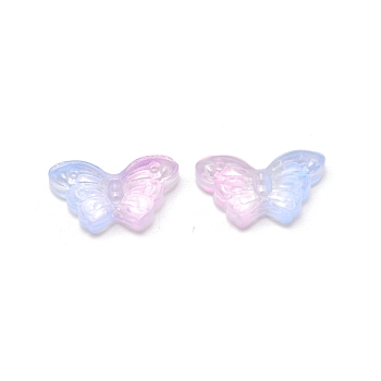 Two Tone Glass Beads, Butterfly, Pearl Pink, 8x15x4.5mm, Hole: 1mm