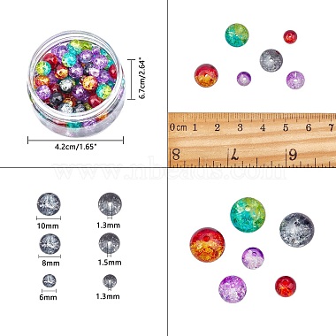 Spray Painted Crackle Glass Beads Strands(CCG-NB0001-02)-2