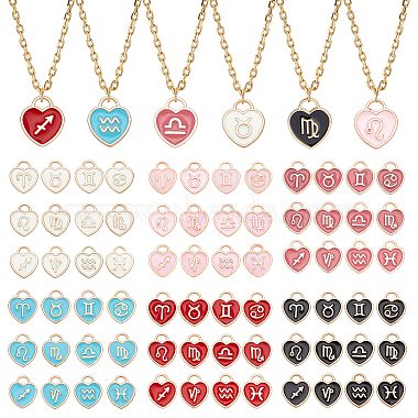 Golden Mixed Color Heart Alloy+Enamel Pendants