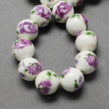 12mm Orchid Round Porcelain Beads