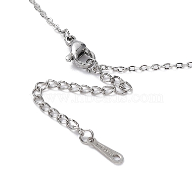201 Stainless Steel Moon with Star Pendant Necklace with Cable Chains(NJEW-Q317-06P)-4