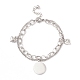 304 Stainless Steel Chain Multi-strand Bracelet with Flat Round & Heart Charms for Women(STAS-P304-31P)-1