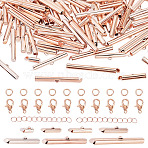560Pcs 10 Styles Iron Slide On End Clasp Tubes, Cadmium Free & Lead Free, Slider End Caps, Zinc Alloy Lobster Claw Clasps, Iron Chain Extender, Brass Jump Rings, Rose Gold, 5.5x10~40x4mm, Hole: 1~3mm, 3mm Inner Diameter(DIY-TA0015-90)