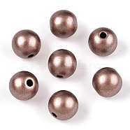 Matte Style Spray Painted Acrylic Beads, Round, Camel, 10mm, Hole: 2mm(ACRP-S669-10mm-03)