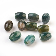 Natural Indian Agate European Beads, Large Hole Beads, Barrel, 15~17x12~13.5mm, Hole: 4.5~5mm(G-F580-A02)