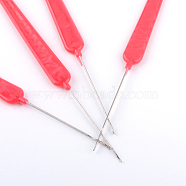 Iron Crochet Hooks with Plastic Handle Covered, Crimson, 144~146x12x3.5mm, Pin: 1mm, about 50pcs/bag(TOOL-S007-01)
