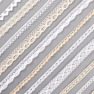 12Pcs 12 Styles Floral Cotton Lace Ribbon, Wavy & Flower Lace Trims, Garment Accesories, Mixed Color, 1/2~1 inch(13~25mm), about 2 yards/pc, 1pc/strand(OCOR-GL0001-05)