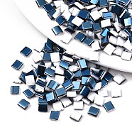 2-Hole Glass Seed Beads, Half Metallic Colours, Square, Steel Blue, 5x4.5~5.5x2~2.5mm, Hole: 0.5~0.8mm, about 1180pcs/bag(SEED-S031-L-ST41-L)