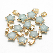 Natural Gemstone Pendants, with Iron Pinch Bail, Faceted, Dyed, Star, Golden, 16x13x6~7mm, Hole: 4x7mm(G-Q494-39B)