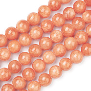 Natural Mashan Jade Beads Strands, Dyed, Round, Orange Red, 6mm, Hole: 1mm, about 66pcs/strand, 16 inch(DJAD-6D-18-2)