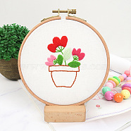 DIY Embroidery Starter Kits, including Embroidery Fabric & Thread, Needle, Embroidery Hoops, Instruction Sheet, Flower, 184x184mm(DIY-P077-110)