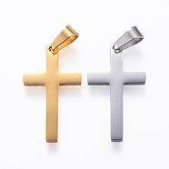 304 Stainless Steel Pendants, Cross, Mixed Color, 28x15.5x1.5mm, Hole: 8x3.5mm(STAS-H389-13)