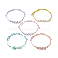 5Pcs Natural Mixed Stone Chips Braided Bead Bracelet Sets, Adjustable Waxed Cotton Cord Bracelets for Women, Inner Diameter: 2-1/8~3-1/4 inch(5.5~8.3cm)(BJEW-JB09869-01)