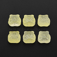 Transparent Glass Beads, Chinese Zodiac Signs Tiger, Champagne Yellow, 11.5x12x8mm, Hole: 1mm(GLAA-T022-22-D01)