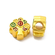 Rack Plating Alloy Enamel European Beads, Large Hole Beads, Tree with Coin, Matte Gold Color, 11x11x7mm, Hole: 4mm(FIND-I034-11MG)