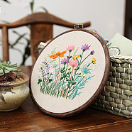 DIY Flower Pattern Linen Embroidery Hanging Ornament Kits, including Fabric, Thread, No Embroidery Hoop, Violet, 20mm(PW22070188421)
