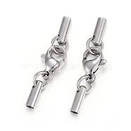 304 Stainless Steel Lobster Claw Clasps, with Cord Ends, Stainless Steel Color, Inner: 2mm, 26mm(STAS-P146-A10-2.0mm)