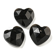 Natural Obsidian Faceted Heart Charms, 13x13x6mm, Hole: 1mm(G-G123-01F)