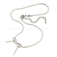 Non-Tarnish 304 Stainless Steel Flat Snake Chain Bowknot Pendant Necklaces, Stainless Steel Color, 12.95 inch(32.9cm)(NJEW-Z041-07P)