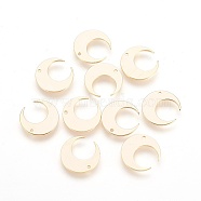 Brass Charms, Nickel Free, Real 18K Gold Plated, Moon, 14.5x14x1mm, Hole: 1mm(X-KK-Q735-13G)