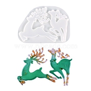 DIY Christmas Reindeer Pendant Silhouette Silicone Molds, Resin Casting Molds, for UV Resin, Epoxy Resin Craft Making, White, 133x185x7mm, Inner Diameter: 108~109x63~125mm(DIY-P075-C01)