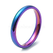 Ion Plating(IP) 304 Stainless Steel Flat Plain Band Rings, Rainbow Color, Size 7, Inner Diameter: 17mm, 3mm(STAS-I160-D-17mm-M)