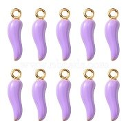 Alloy Enamel Pendants, Cadmium Free & Nickel Free & Lead Free, Light Gold, Hot Horn of Plenty/Italian Horn Cornicello Charms, Lilac, 21x6x6mm, Hole: 2mm(X1-ENAM-N054-70D)