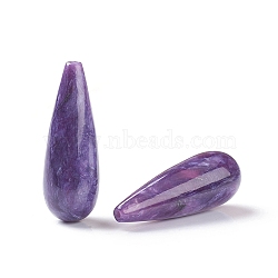 Natural Charoite Beads, Half Drilled, Teardrop, 28~29x10~10.5mm, Half Hole: 1mm(G-E557-12D)