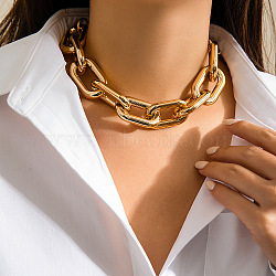 Aluminum Chunky Cable Chain Necklaces for Women, Golden, 15.75 inch(40cm)(FS-WG5116E-09)