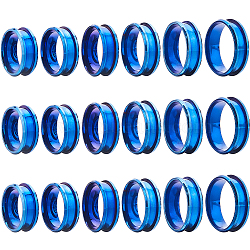 18Pcs 6 Size 304 Stainless Steel Grooved Finger Ring Settings, Ring Core Blank, for Inlay Ring Jewelry Making, Blue, US Size 6 1/2~13(16.9~22.2mm), 3Pcs/size(RJEW-SC0001-05BL)