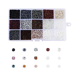Glass Seed Beads, Silver Lined & Transparent & Trans. Colours Lustered & Trans. Colors Rainbow & Frosted Colors & Opaque Colours Seed & Baking Paint & Ceylon, Round, Mixed Color, 8/0, 3mm, Hole: 1mm, 180g/box(SEED-JQ0001-01B-3mm)